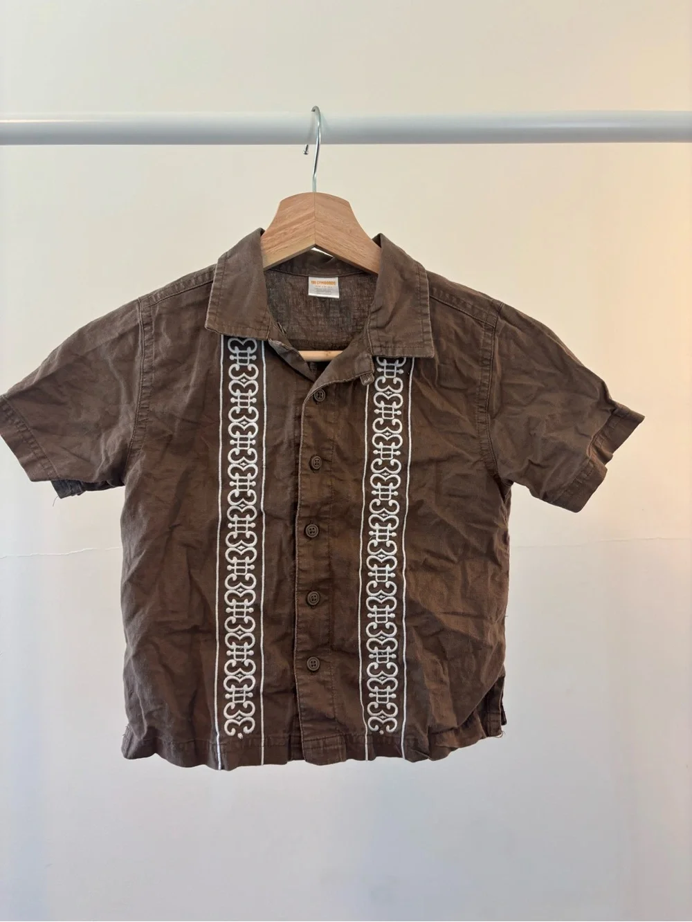 Gymboree Kids Brown Embroidered shirt | Linen & Cotton